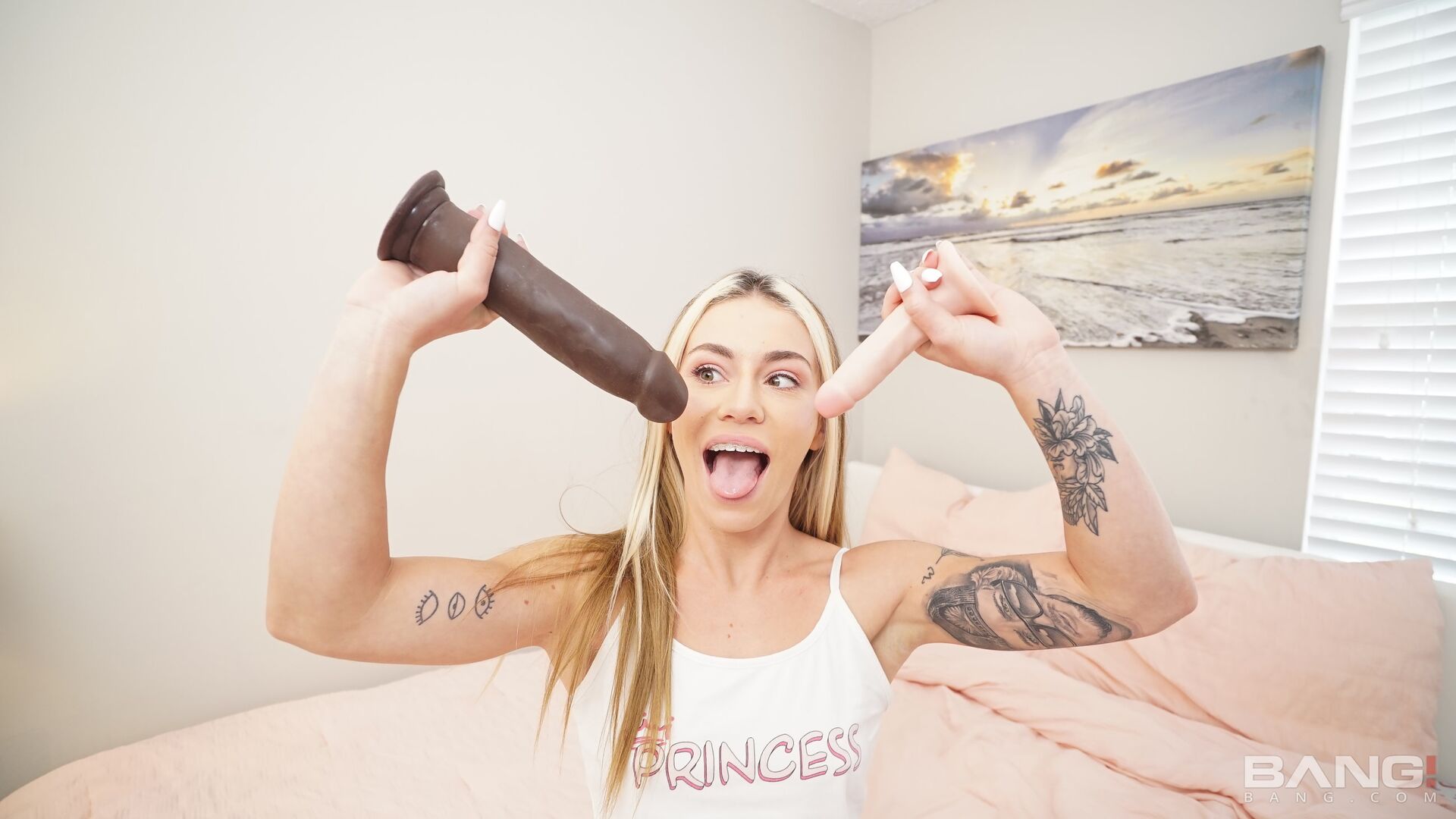 Knightly Rose Takes A Dildo In A Public Bathroom Before Getting Fucked
