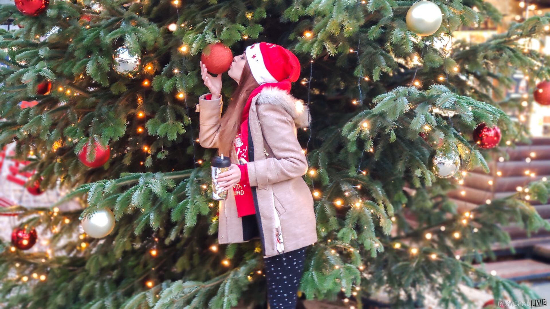 Cheating Redhead with Super Tight Pussy from Christmas Market Makes Two Men Cum Early