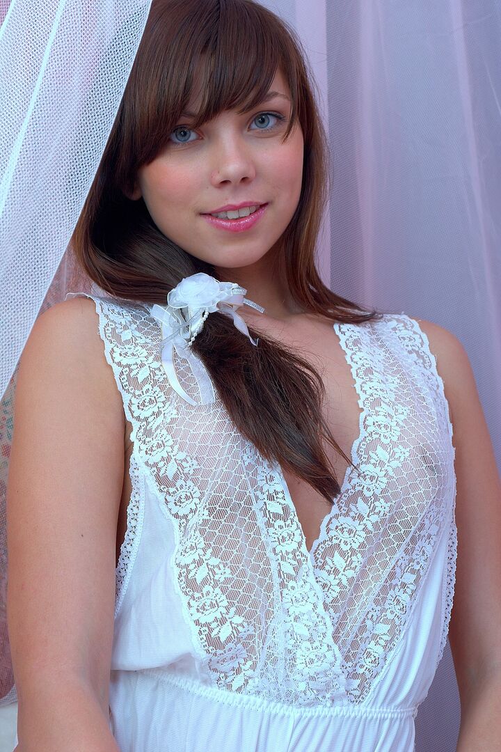 Captivating Teen in Lace Gently Rubs Her Moist Pussy