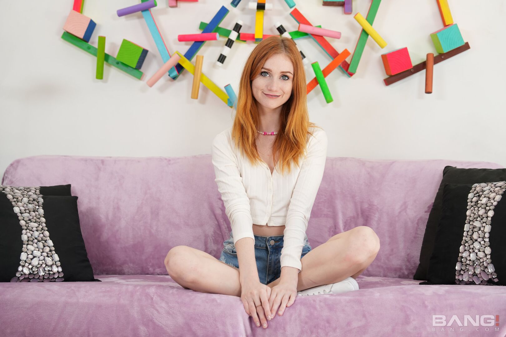 Redhead Scarlet Skies Uses A Dildo In Fitting Room Before Fucking In Hotel