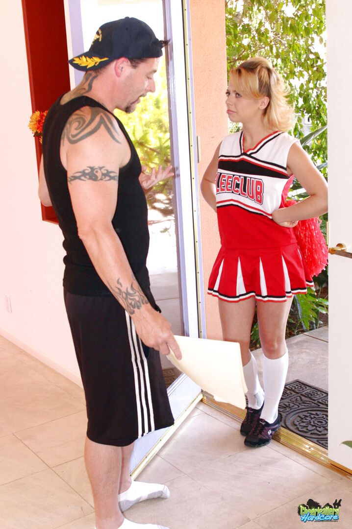 Pretty cheerleader rides cock